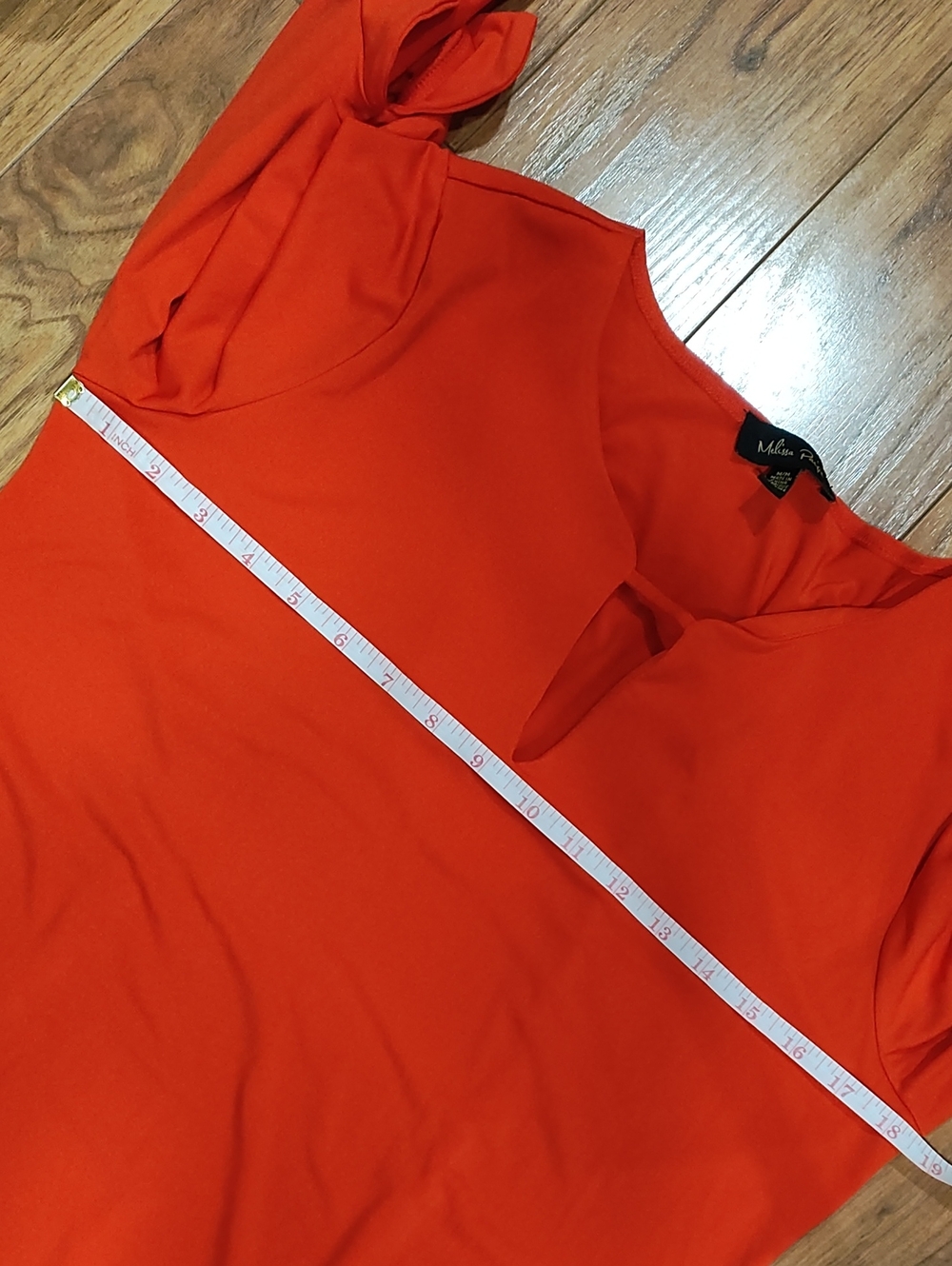 Melissa Paige Red Long Sleeve Keyhole Top with Ruffle Sleeves - Picture 6 of 6